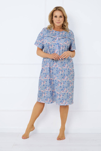 Noční košile Facelia s rozepínáním, krátký rukáv Italská móda - potisk