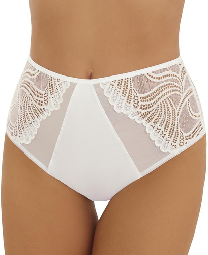 tanga Pia Emili vysoké bavlněné bílé dámské stringy s krajkovým zadním dílem