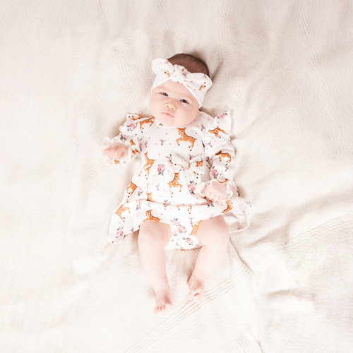 216065 Lala Nicol čelenka - krémová bavlna s velkou mašlí