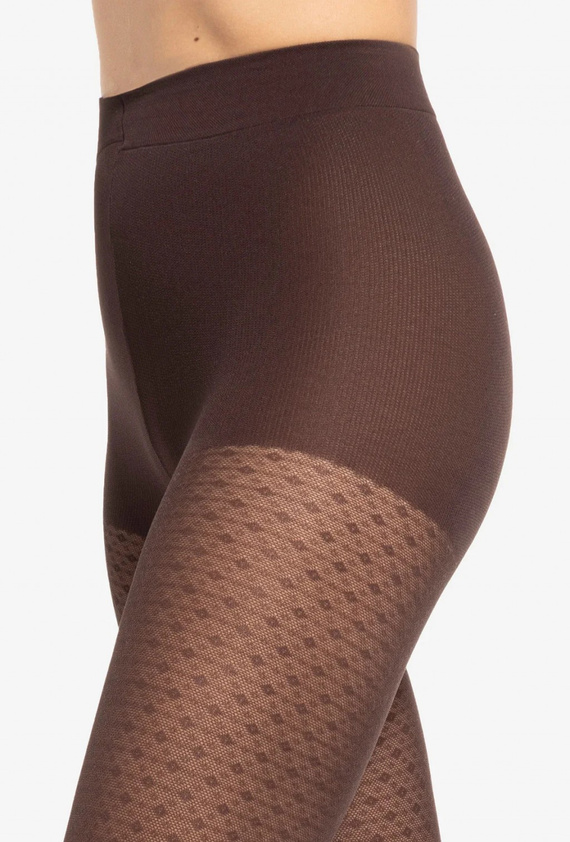 Gatta Wedel wz.03 Punčocháče 40 den - geometrický vzor, tmavě čokoládová barva