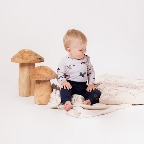 219095 Willy Nicol dětské body bavlna šedá s letadly - dlouhý rukáv