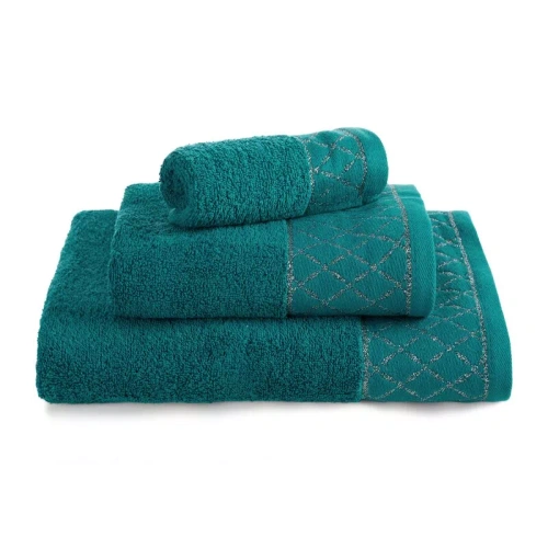 Komplet ručníků Eurofirany 3 ks měkké a savé prémiové ručníky Layla dark turquoise