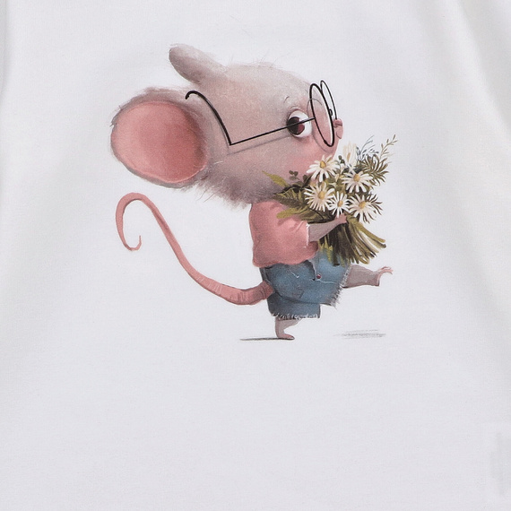 KAR-3008 Dívčí halenka s dlouhým rukávem Lagarto Verde ecru - stylová, bavlna, polská výroba