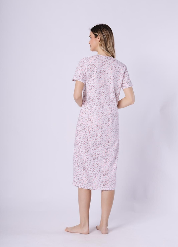 Oriana dámská košile 1723/1760 Leveza korálová bavlna, krátký rukáv, knoflíky, midi délka