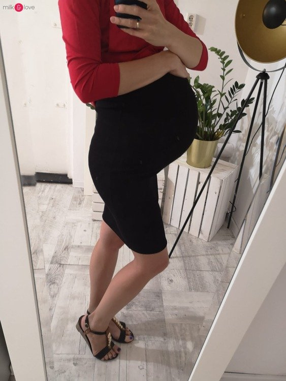 Spódnica ciążowa Tummy z dzianiny w prążki Milk&Love ciemny melanż