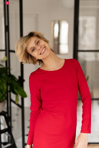 Sukienka do karmienia Milky Dress Milk&Love długi rękaw karminowa czerwień