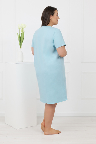 Hemaria Italian Fashion bavlněná noční košile dámská plus size tyrkysová