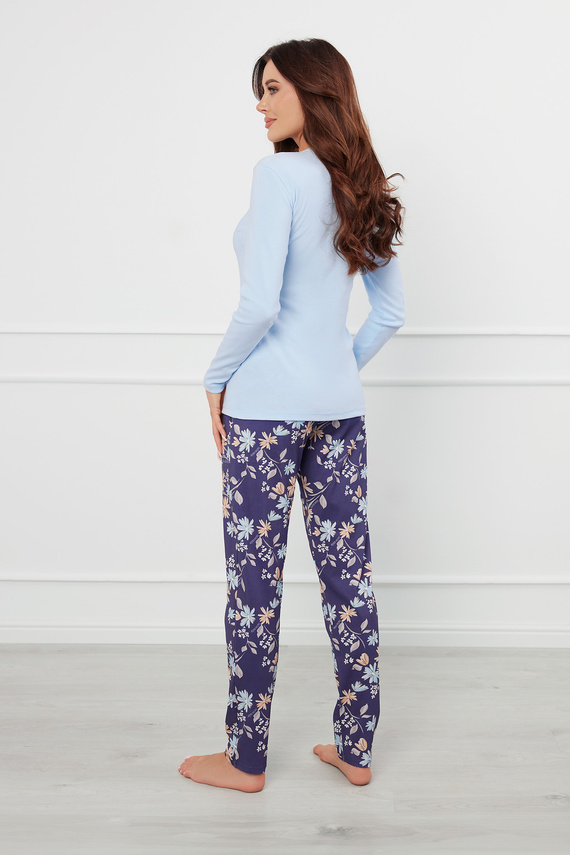 Pulia Dámské pyžamo s dlouhým rukávem, dlouhé kalhoty Italian Fashion - modrá/potisk