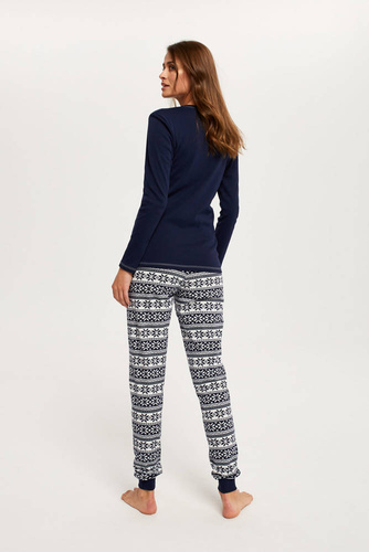 Arktyka Dámské pyžamo s dlouhým rukávem, dlouhé kalhoty Italian Fashion - tmavě modrá/potisk