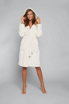 Dámský župan s kapucí Italian Fashion - potisk/zlaté hvězdy