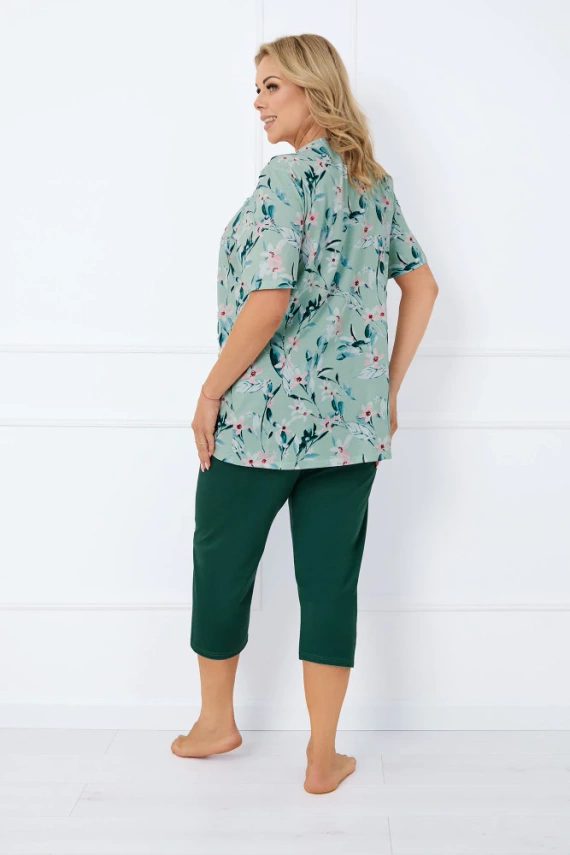 Alwea Dámské pyžamo s krátkým rukávem, 3/4 kalhoty Italian Fashion - zelené