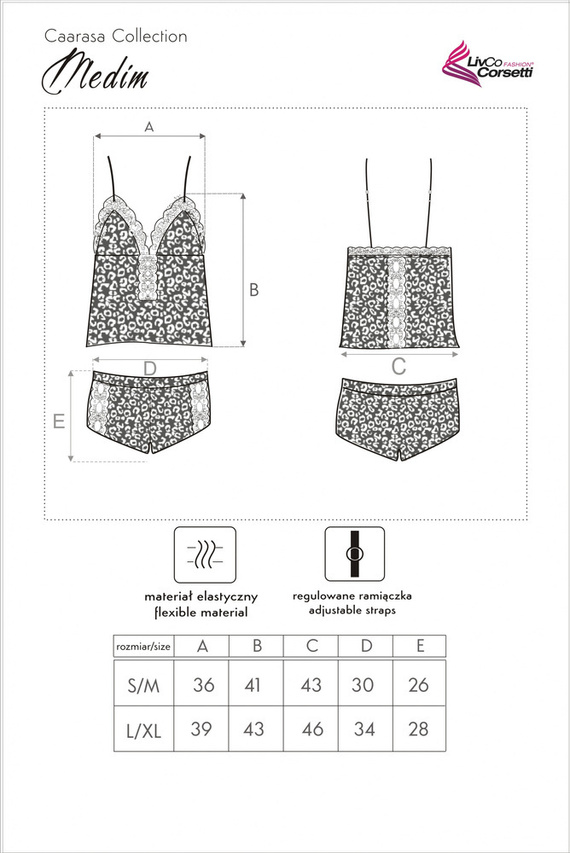 Medim LC 90601 Set, košilka+šortky LivCo Corsetti Fashion