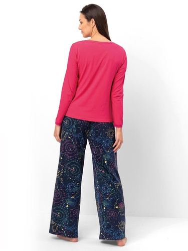 Dámské pyžamo Key LNS 750 malpberry - bavlněné, s dlouhým rukávem, pohodlné