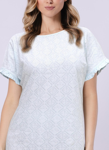 Dámská noční košile 1730 Clea Leveza mint | 100% bavlna | Orientální potisk, krátký rukáv s volánkem, délka před kolena Složení: Dámská noční košile 1730 Clea Leveza mint | 100% bavlna | Orientální potisk, krátký rukáv s volánkem, délka před kolena: slože