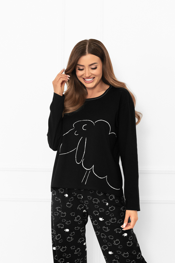 Dámské pyžamo Bonnie - bavlna, dlouhý rukáv, dlouhé kalhoty, ovce Italian Fashion