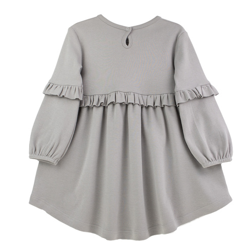 141971 Nicol šaty s dlouhým rukávem - šedé, bavlněné, s volánky