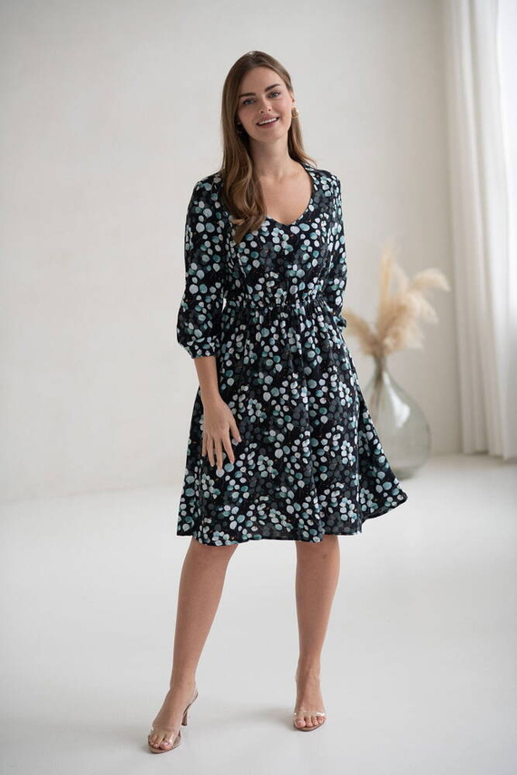 Lovely Dress Midi sukienka ciążowa i do karmienia rękaw 3/4 Milk&Love w listki eukaliptusa