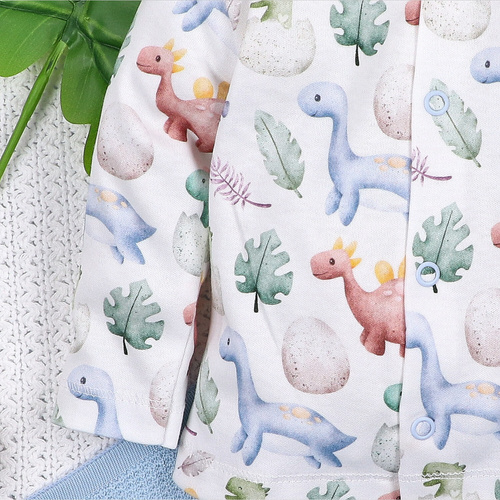 ABN-5570 Dino Explorer Baby Kaftan by Nini - organická bavlna, zapínání na patentky