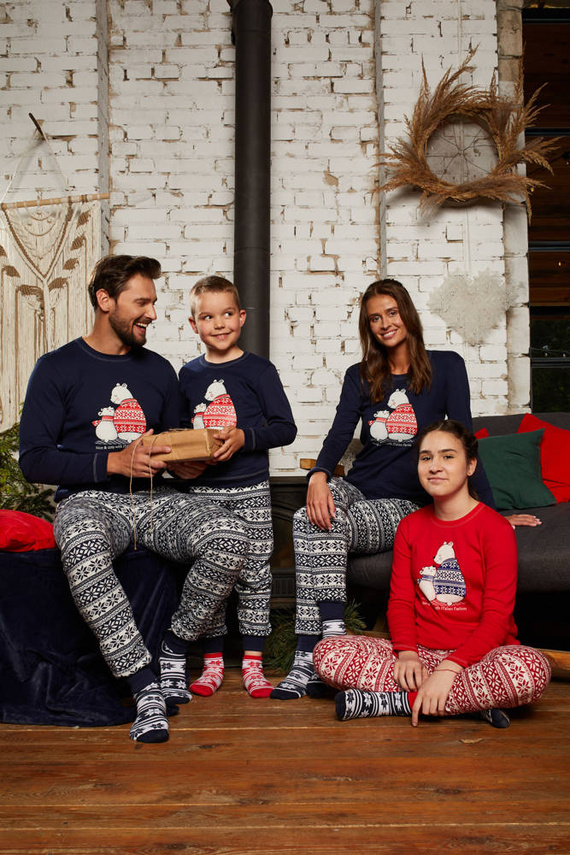 Arktyka Dámské pyžamo s dlouhým rukávem, dlouhé kalhoty Italian Fashion - tmavě modrá/potisk