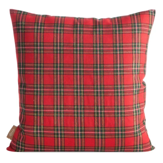 Chp 165 Eurofirany Vánoční povlak na polštář - červený kostkovaný se Santa Clausem a nápisem