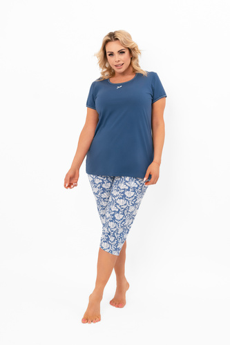 Dámské pyžamo Boma - krátký rukáv, 3/4 kalhoty, bavlna Italian Fashion - jeans/print