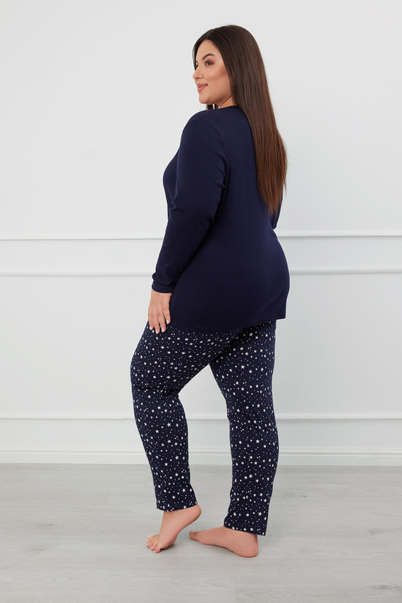 Libra Dámské pyžamo s dlouhým rukávem a kalhotami Italian Fashion - námořnická modř/potisk