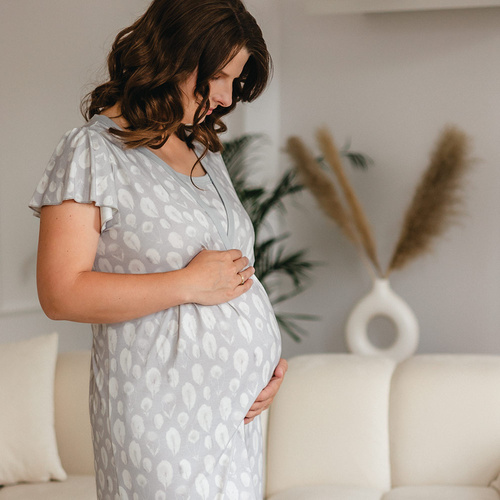 Bambusová noční košile pro těhotné a kojící Emily Eevi - šedá