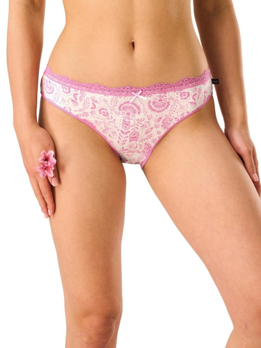 LPR 460 Key bílo-růžové bikiny - Vzorovaná viskóza, mini bikiny, elastická krajka, 2 kusy