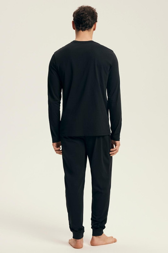 Henderson Core 43469 Loger pánské pyžamo černé - bavlna, dlouhý rukáv, elegantní balení