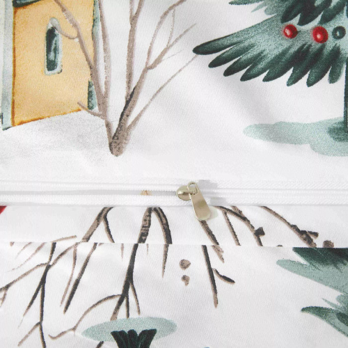 Xmass Lyžování Vánoční mikrosaténové povlečení bílé I25 Spod Igły i Nitki - měkké, hladké a odolné