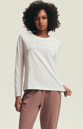 43701 Delanie Henderson dámské pyžamo prachově růžové - bavlna, dlouhý rukáv a kalhoty