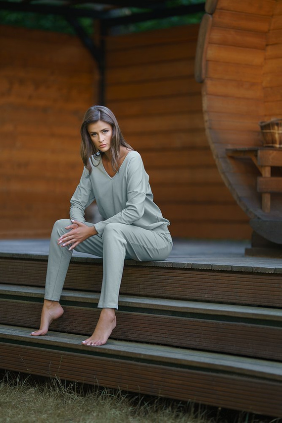 Karina Dámský komplet s dlouhým rukávem, kalhoty Italian Fashion - mint