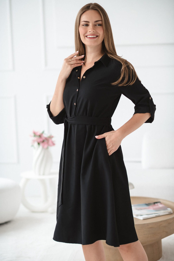 Těhotenská a kojící košilka Milk&Love černá | Modal, 3/4 rukávy, regulace v pase