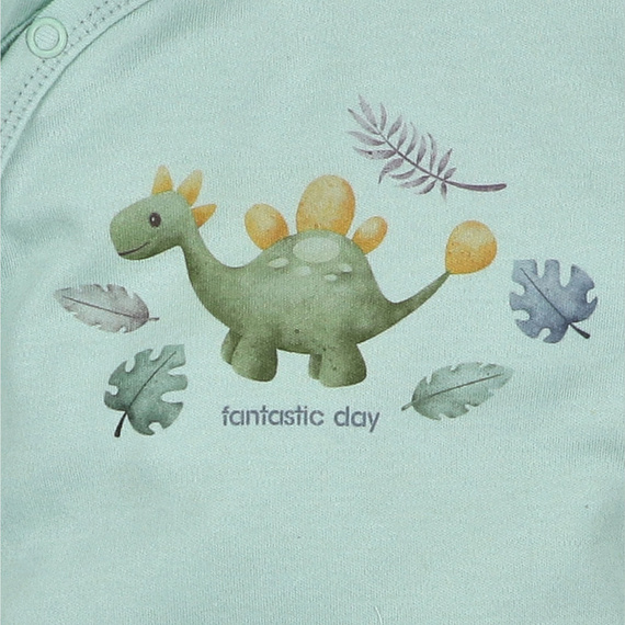 ABN-5568 Dino Explorer Nini dětský župan mátový | organická bavlna, zapínání na patentky