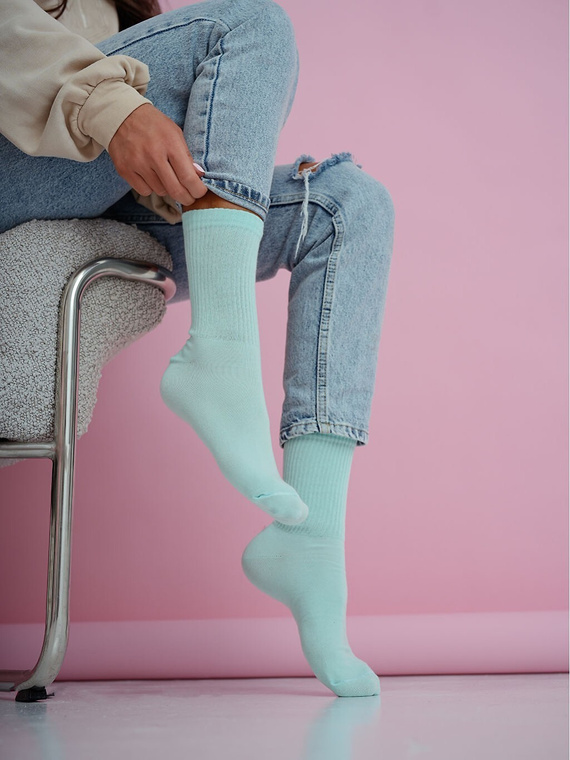 Dámské bavlněné ponožky Milena 1313-002– pohodlné žebrované green