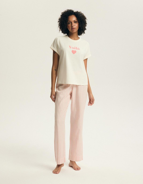 Dámské pyžamo Henderson Darlan 43707 – bavlna, dlouhé kalhoty, potiskD