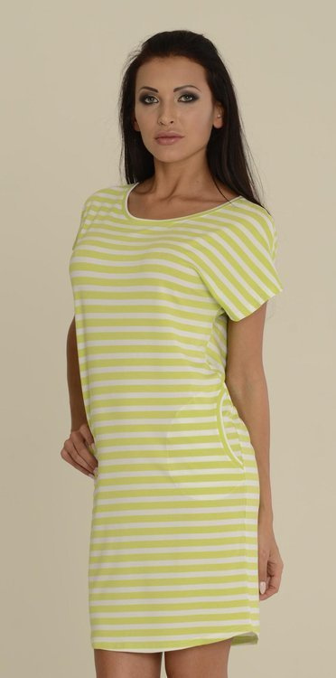 539 Noční košile Jovite kr. rukáv - limetková+bílá