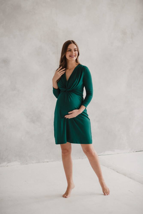 Loop Sukienka ciążowa i do karmienia rękaw 7/8 Milk&Love butelkowa zieleń