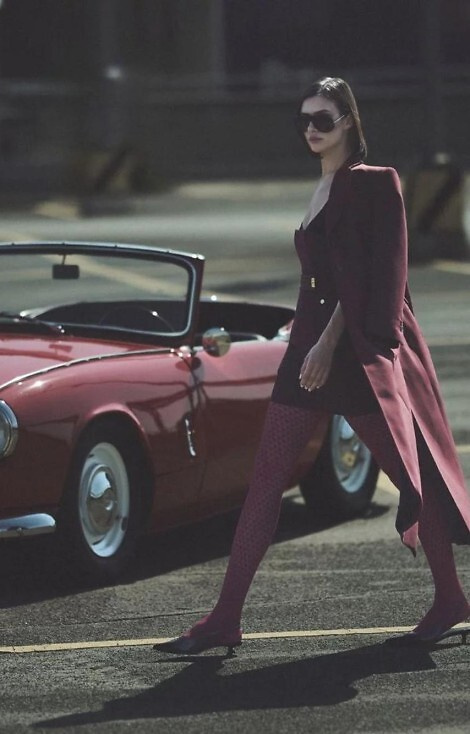 1233 Punčocháče Cherie Gabriella 60 den vínové - vzor srdce, 3D