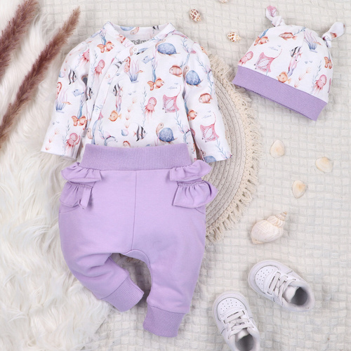 ABN-5471 Underwater World Nini obálkové body s dlouhým rukávem - organická bavlna, pro kojence