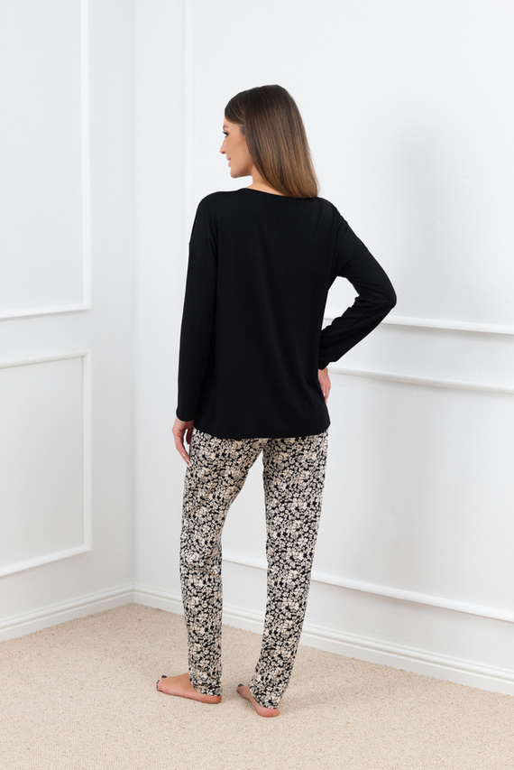 Birma Dámské pyžamo s dlouhým rukávem a dlouhými kalhotami Italian Fashion - černé