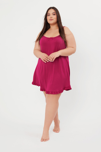 Styl noční košile, úzká ramínka Italská móda - víno