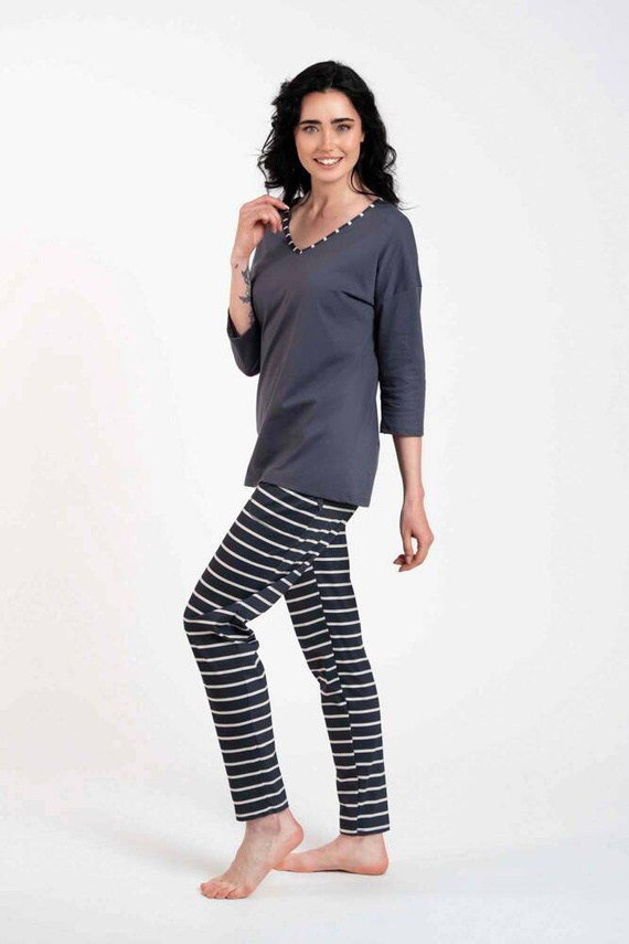 Betty Dámské pyžamo 3/4 rukáv, dlouhé kalhoty Italian Fashion - grafitový/grafitový potisk