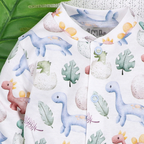 ABN-5570 Dino Explorer Baby Kaftan by Nini - organická bavlna, zapínání na patentky