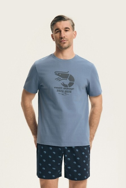 Pánské pyžamo Henderson 44520 Brad, bavlna, krátký rukáv, potisk, vzorované šortky