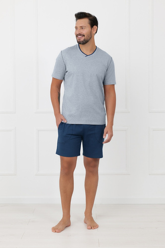 Pánská bavlněná pyžama Devon Italian Fashion krátký rukáv melange