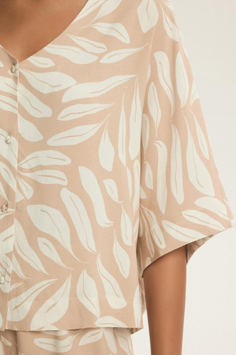 Henderson Dextra dámské pyžamo 43688 broskvová viskóza, zapínání na zip, 3/4, květinový potisk