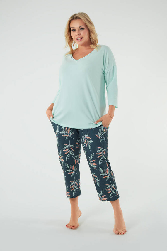 Julietta Dámské pyžamo 3/4 rukávy, 7/8 kalhoty Italská móda - pistácie/potisk