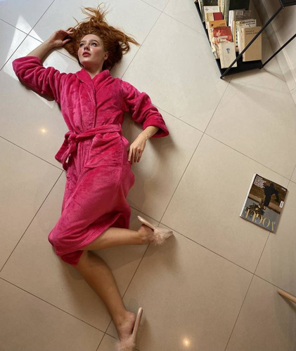 628 Abigail Dlouhý dámský župan Forex - malinový