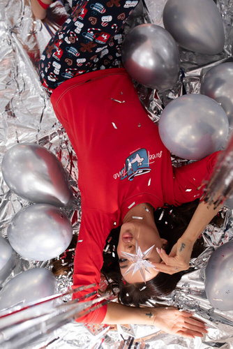 Makala Dámské pyžamo s dlouhým rukávem a dlouhé kalhoty Italian Fashion - červená/potisk